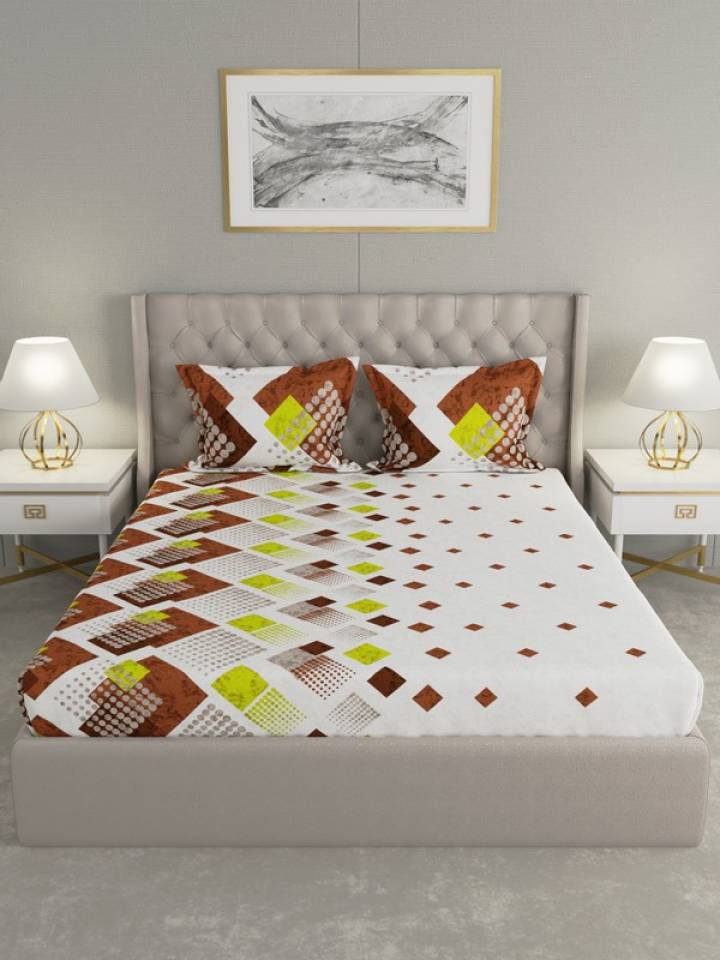 Raymond Home 144 TC Cotton Double Geometric Bedsheet  (Pack of 1