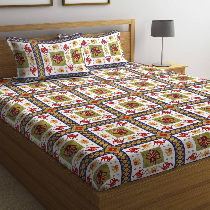 Smartbuy 104 TC Cotton Double Printed Bedsheet  (Pack of 1