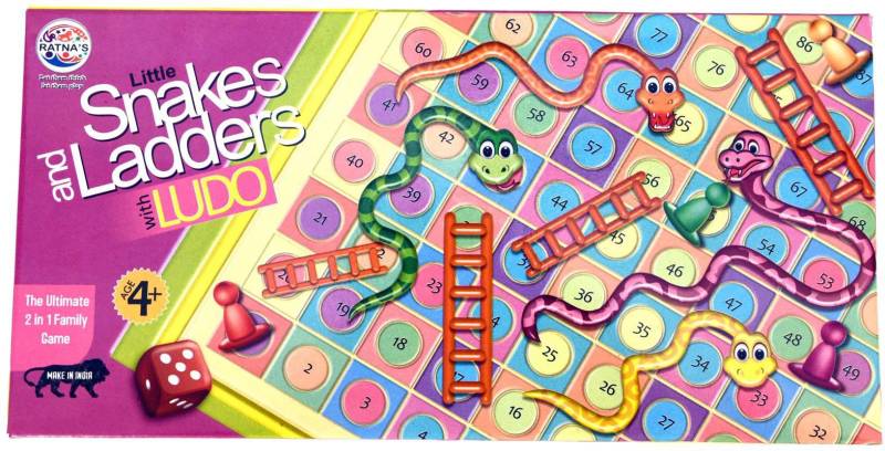 Ratnas Classic Strategy Game Little Snakes and Ladders with Ludo 2 in 1 Multicolour) Party & Fun Games Board Game