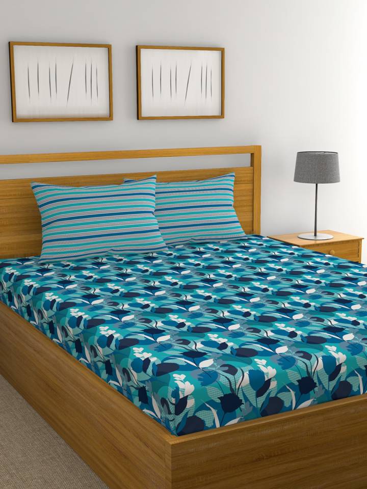 TRIDENT 120 TC Cotton Double Printed Bedsheet  (Pack of 1