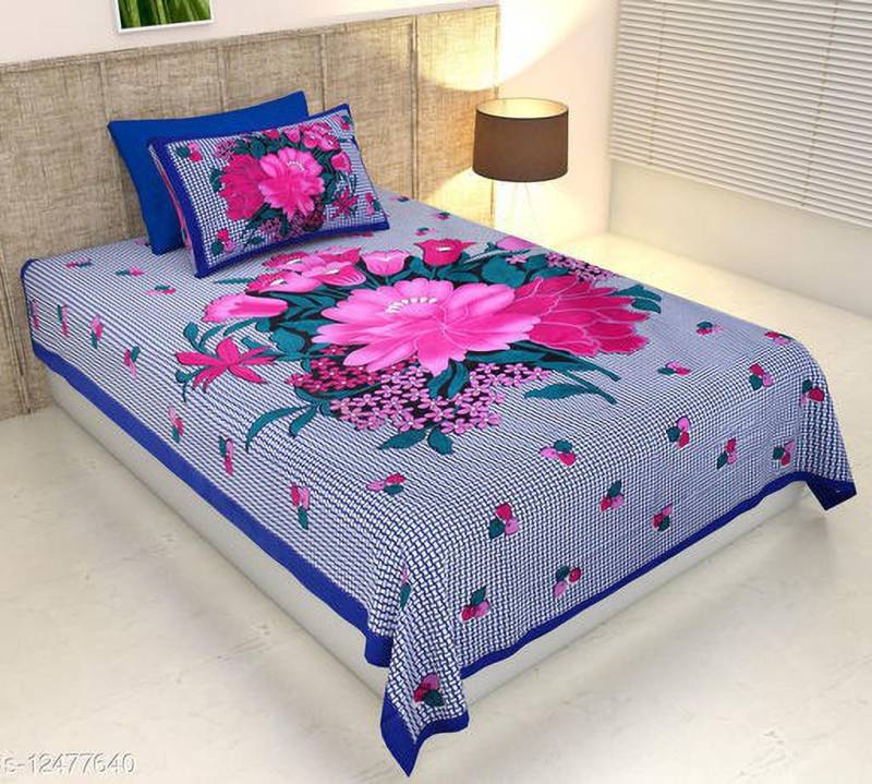 Monik Handicrafts 140 TC Cotton Single Floral Bedsheet  (Pack of 1