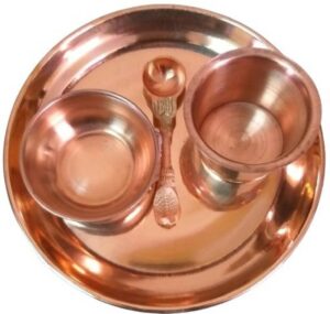 SAMAST Copper Puja Thali Set (1 Plate Size 7 Inch Weight 115 Gm