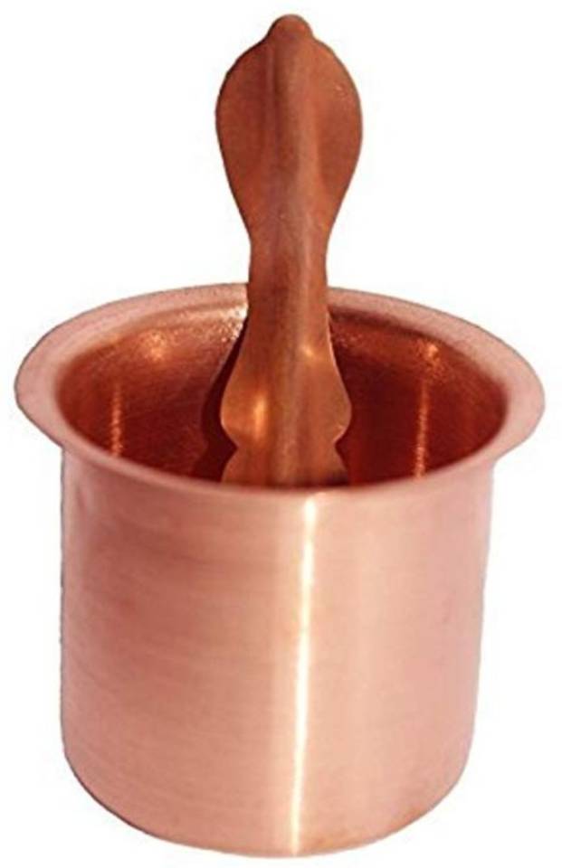 Himshikhar Copper Panch Patra Glass with Spoon Copper  (1 Pieces