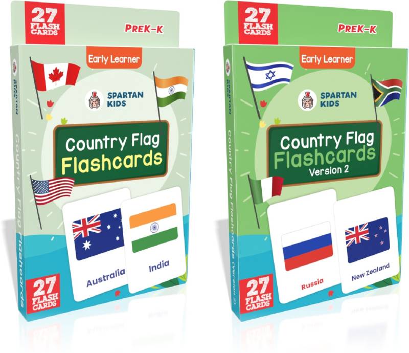 spartan kids Country Flag Flash Cards Easy & Fun way of Learning-1yr-6yr Kids (Set of 2)  (Green)