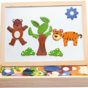 Authfort Educational Animals Wooden Magnetic Puzzle Toys for Children Board Game Accessories Board Game