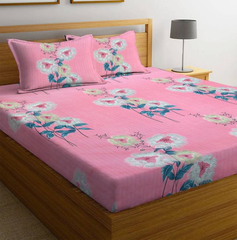 New leaf 180 TC Cotton Double Floral Bedsheet  (Pack of 1