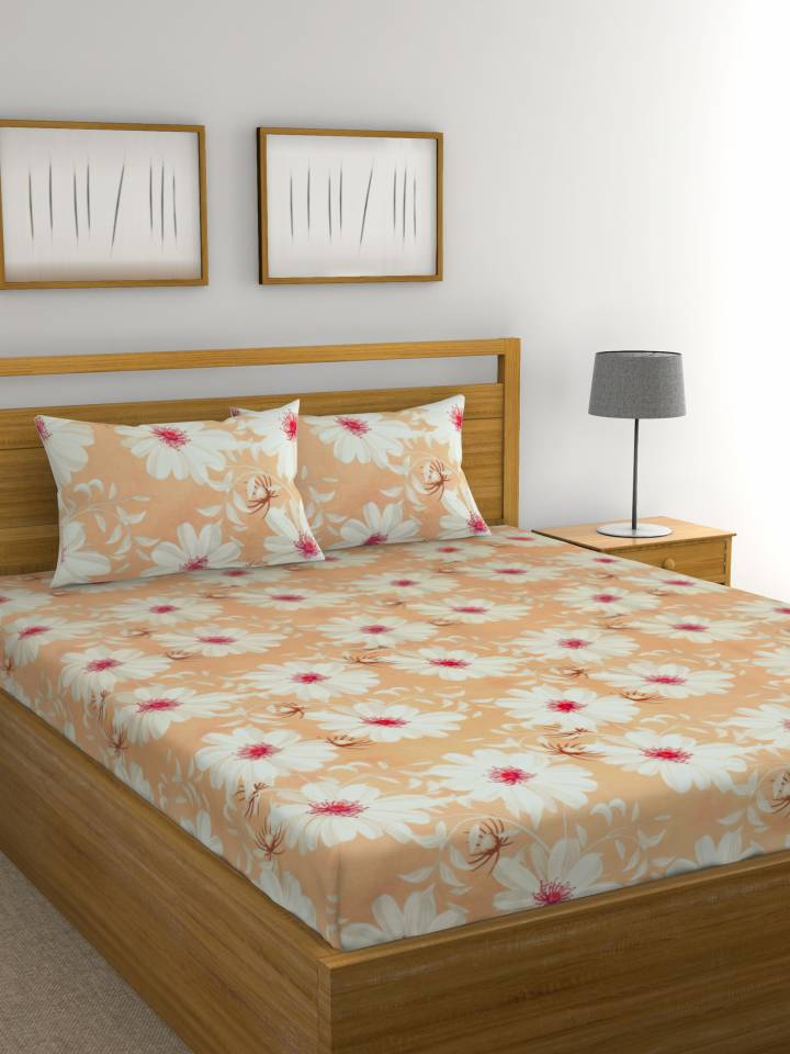 Raymond Home 104 TC Cotton Double Floral Bedsheet  (Pack of 1