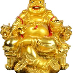 FOBHIYA Fengshui Laughing Buddha Sitting On Chair Ingot