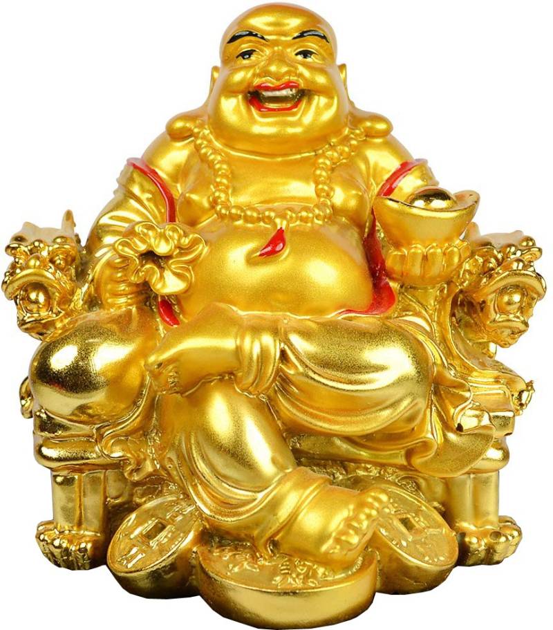 FOBHIYA Fengshui Laughing Buddha Sitting On Chair Ingot
