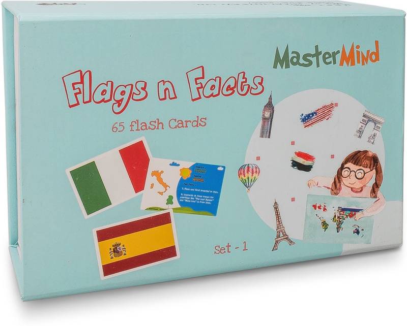 Mastermind Flags N Facts - Flag Flash Cards Set 1 for Toddlers and Kids (9 months and 10 years) for Brain Development  (Multicolor)