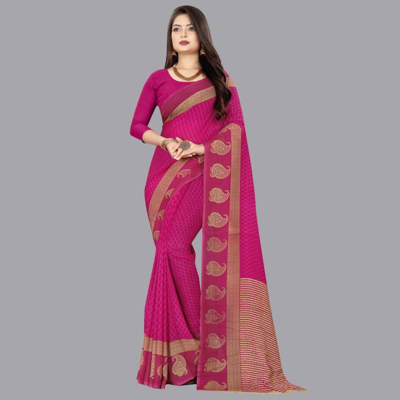 Paisley Daily Wear Georgette Saree  (Pink)