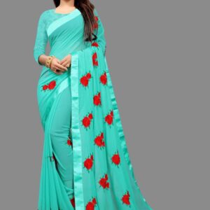 Embroidered Bollywood Georgette Saree  (Light Green)