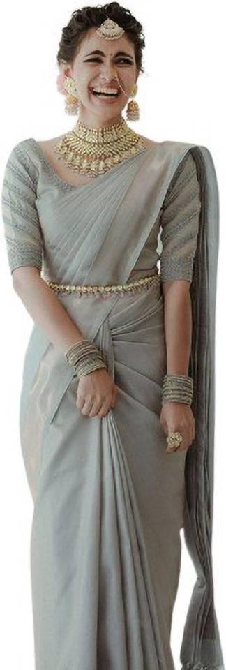 Woven Kanjivaram Pure Silk Saree  (Grey)