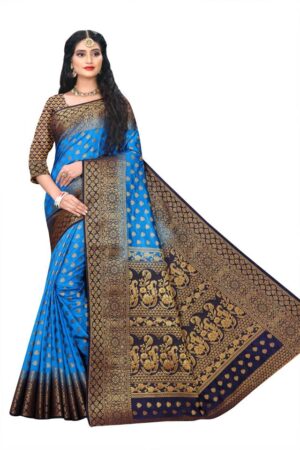 Woven Banarasi Art Silk Saree  (Light Blue)