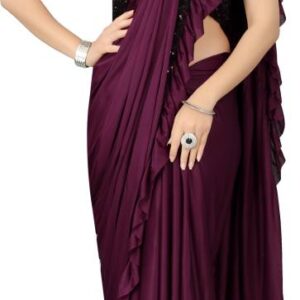 Embellished Fashion Lycra Blend Saree  (Purple)