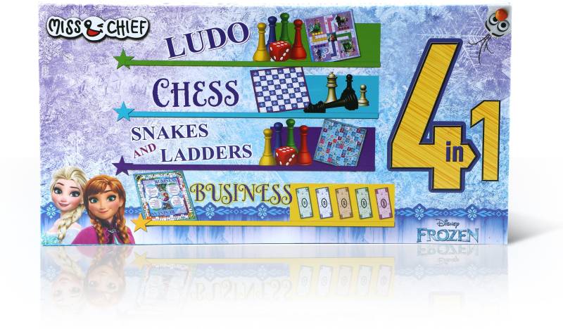 Miss & Chief Frozen 4 Board Games in 1 Pack (Ludo