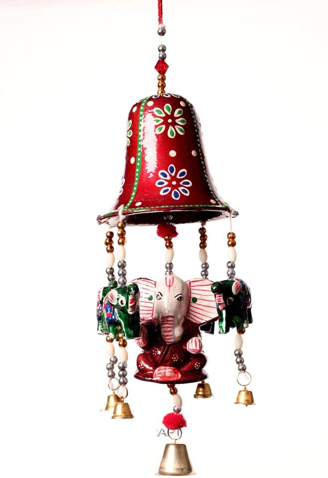 DreamKraft Paper Mache Big Bell With Ganesh & Elephant Decorative Hanging For Festival Wall Home Decoration Decorative Showpiece  -  58 cm  (Paper Mache