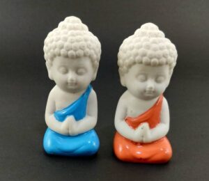 DECZO Pack of 2 Child Buddha Blue and Orange Color For Car Dashboard