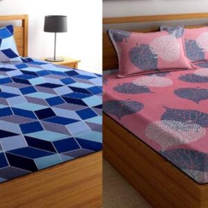 VAS COLLECTIONS 160 TC Cotton Double Abstract Bedsheet  (Pack of 2
