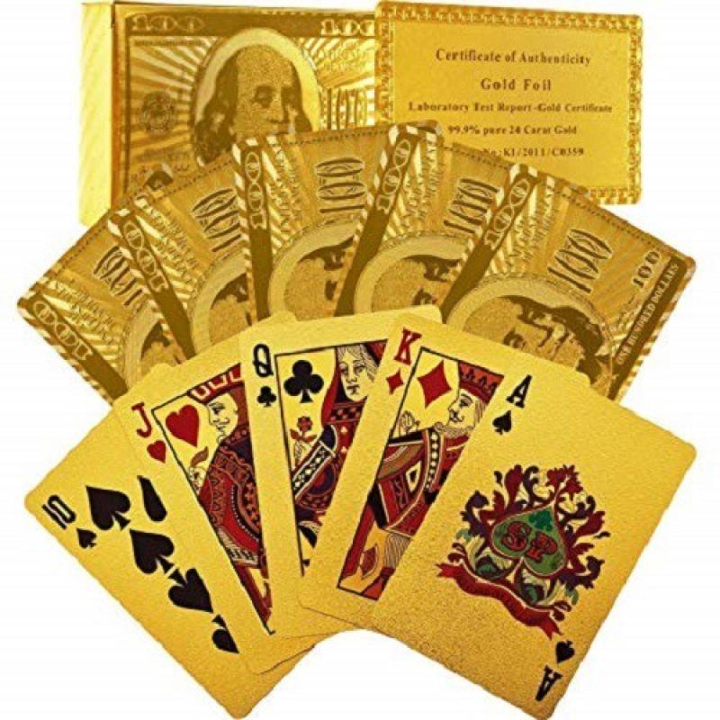 AweStuffs Imported Golden Waterproof durable Poker Playing 100 Dollar cards  (Gold)