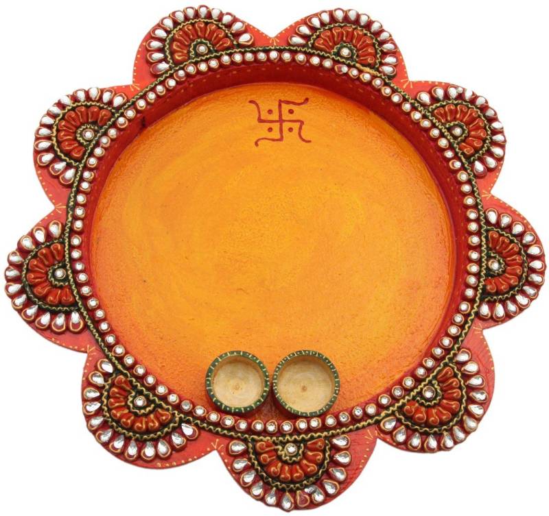 JaipurCrafts Decorative Kundan Studded Flower Wooden  (1 Pieces