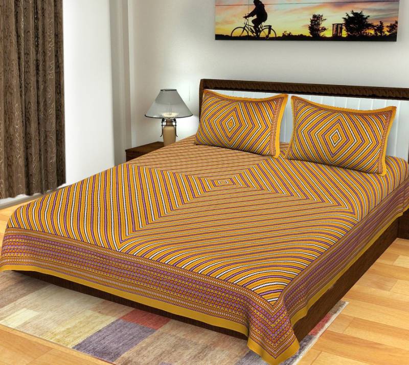 sleep-max décor 144 TC Cotton Double Jaipuri Prints Bedsheet  (Pack of 1