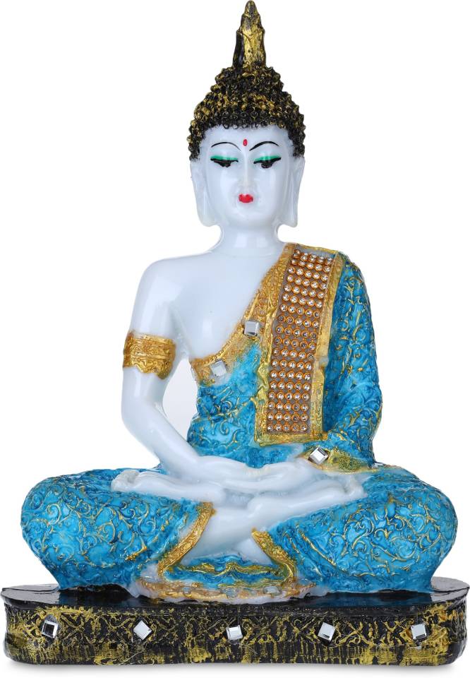 GW Creations Beautiful Meditating Lord Buddha Decorative Showpiece  -  25 cm  (Marble