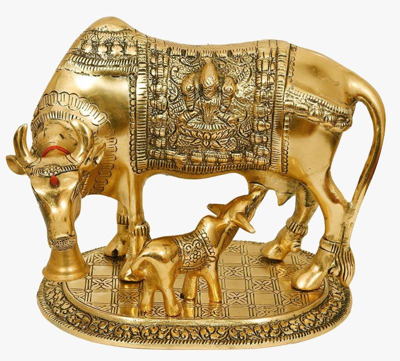 Gargi Creations Golden Cow Religious Idols of Statue For Home Decor|Idols|statue in Religious Idols|Home décor showpieces|table decorations items|Decorative items|handicraft items|Statue in Religios Idols & Spiritual & Festive Decor|gifts|Statues|statue for home|Showpieces &Figurines |showpiece for bedroom|Showpiece for living room|Showpieces for gift|Showpieces in home| Decorative Showpiece Decorative Showpiece Decorative Showpiece  -  16 cm  (Metal