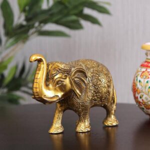 Chhariya Crafts Metal Elephant For Home And Office Decorative Showpiece  -  9 cm  (Metal