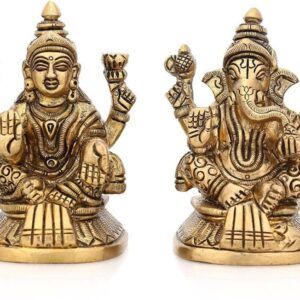 Chhariya Crafts Metal Laxmi Ganesh Idol Murti Idol Sculpture For Home Office And Gifts Decor Diwali Gift Corporate Gifts Decorative Showpiece  -  8 cm  (Metal