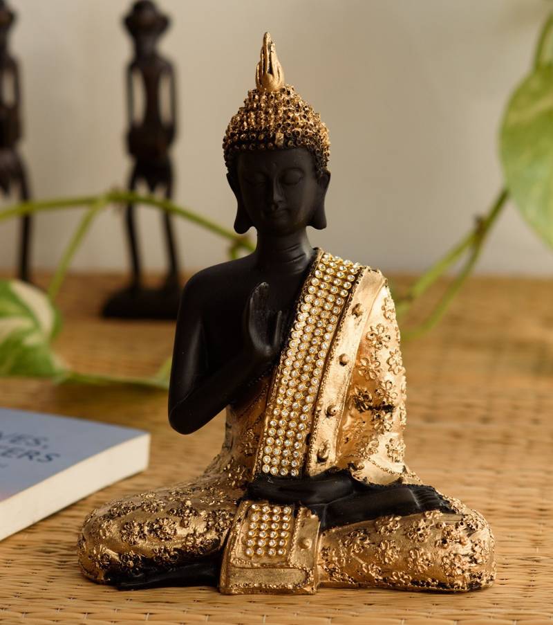 eCraftIndia Handcrafted Meditating Blessing Buddha Decorative Showpiece  -  20 cm  (Brass
