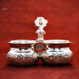 BOCS Kumkum Bharani / Punchwala 2 Cup (10 x 8 CM) German Silver / Silver Plated  (1 Pieces