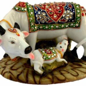 AROHI ENTERPRISES Handicraft Decorative Marble dust/Polyresin Cow and Calf Big Statue/Idol for home decor Decorative Showpiece  -  12 cm  (Polyresin