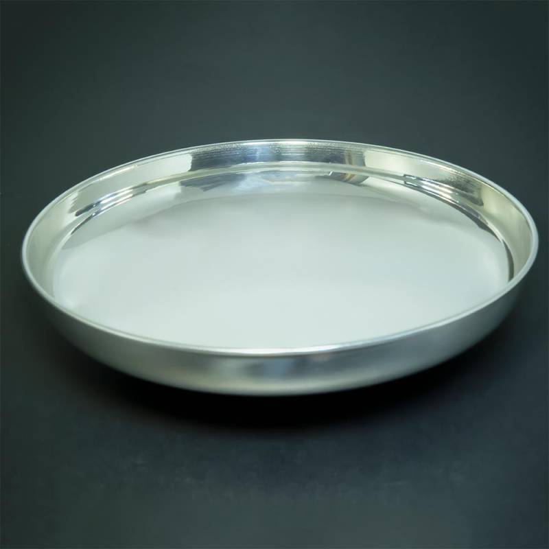 BOCS Plain Pooja Plate / Thali (12Inches) German Silver / Silver Plated  (1 Pieces