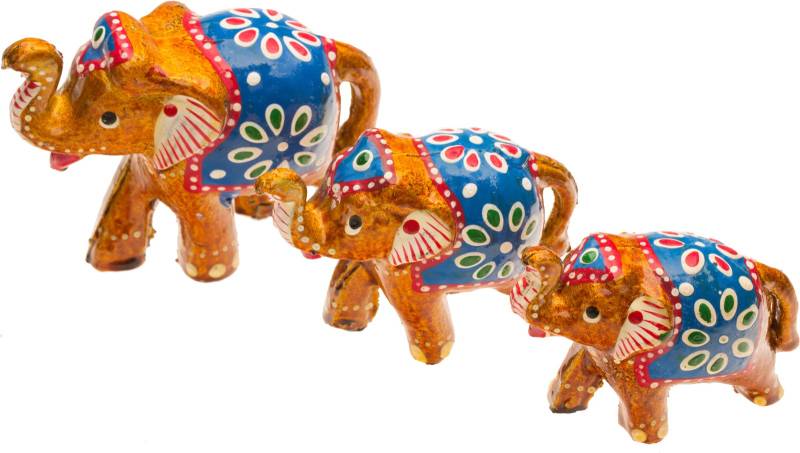 DreamKraft HandCrafted Set of 3 Showpiece Elephant For Decoration And Gift Purpose (9X6CM
