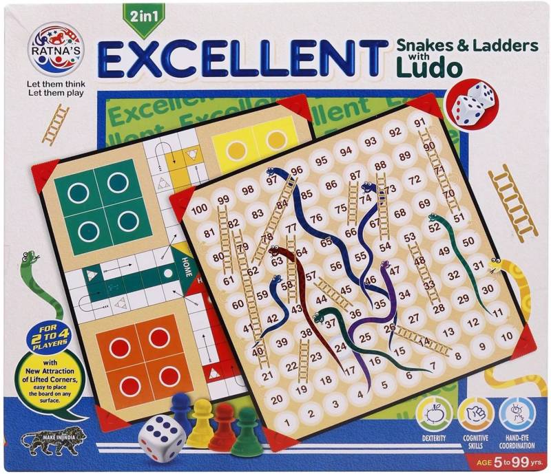 Ratnas PREMIUM QUALITY WOODEN EXCELLENT SNAKES AND LADDERS Party & Fun Games Board Game