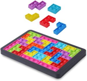 Chigy Wooh Puzzle For Kids Pop It Fidget Toy Puzzle Game For Girls And Boys Board Game Tetris Toy Novelty Gifts Autism Sensory Popit Puzzles Big Size Puzzle Push Pop Sound Poppet [ tetris Puzzle Game ] Party & Fun Games Board Game