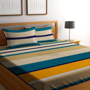 RD TREND 180 TC Cotton King Striped Bedsheet  (Pack of 1