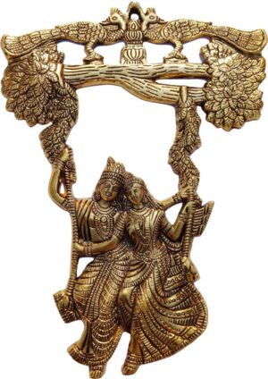 Chhariya Crafts Radha Krishna Tree Jhula Wall Hanging Decorative Showpiece  -  35 cm  (Metal