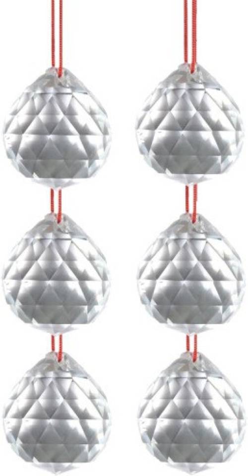 Ryme vastu / feng shui crystal ball 40 mm for door hanging / car ( pack of 6 ) Decorative Showpiece  -  7.6 cm  (Crystal