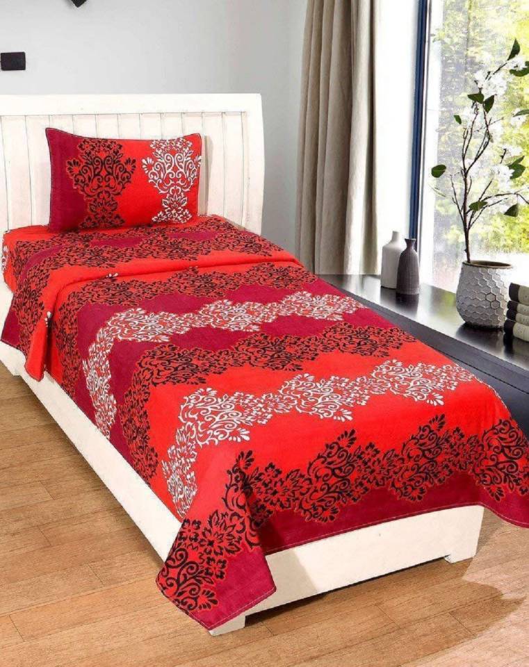 UNIQUE STYLE TRADERS 150 TC Cotton Single 3D Printed Bedsheet  (Pack of 1