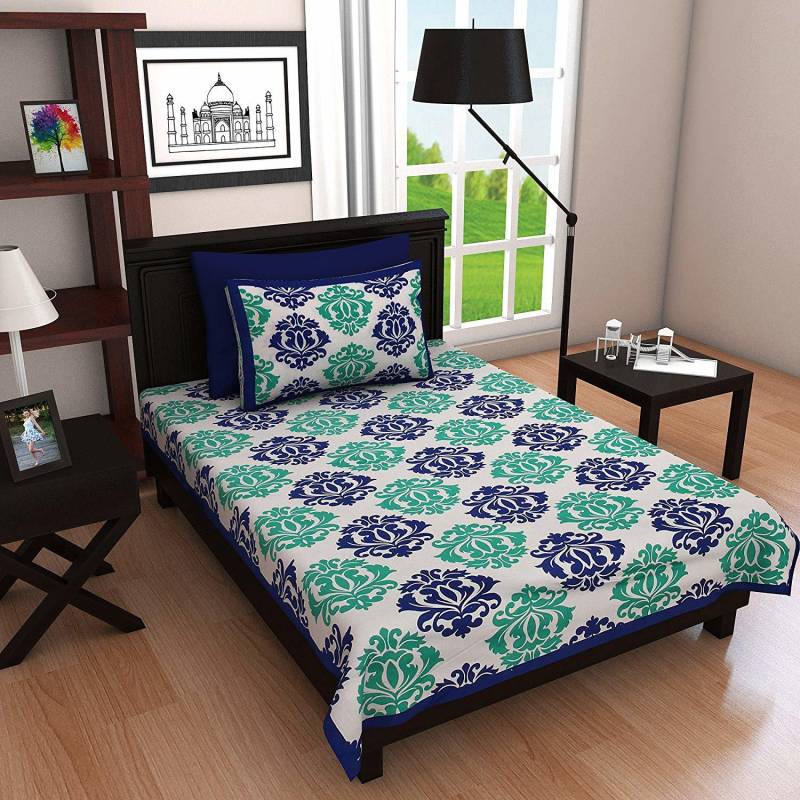 UNIBLISS 144 TC Cotton Single Printed Bedsheet  (Pack of 1