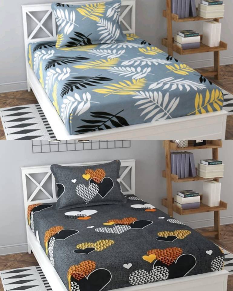 Decent Home 240 TC Cotton Single Printed Bedsheet  (Pack of 2