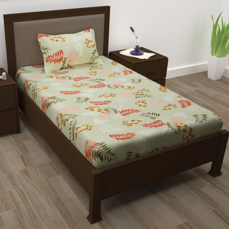 Story@home 208 TC Cotton Single Floral Bedsheet  (Pack of 1