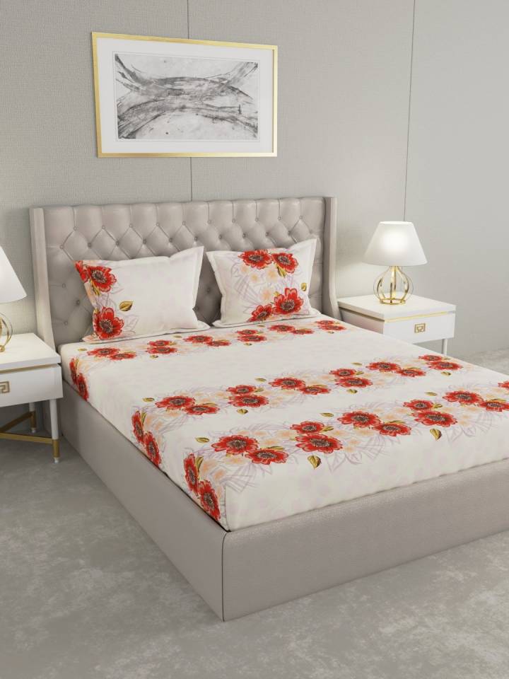 Raymond Home 104 TC Cotton King Floral Bedsheet  (Pack of 1