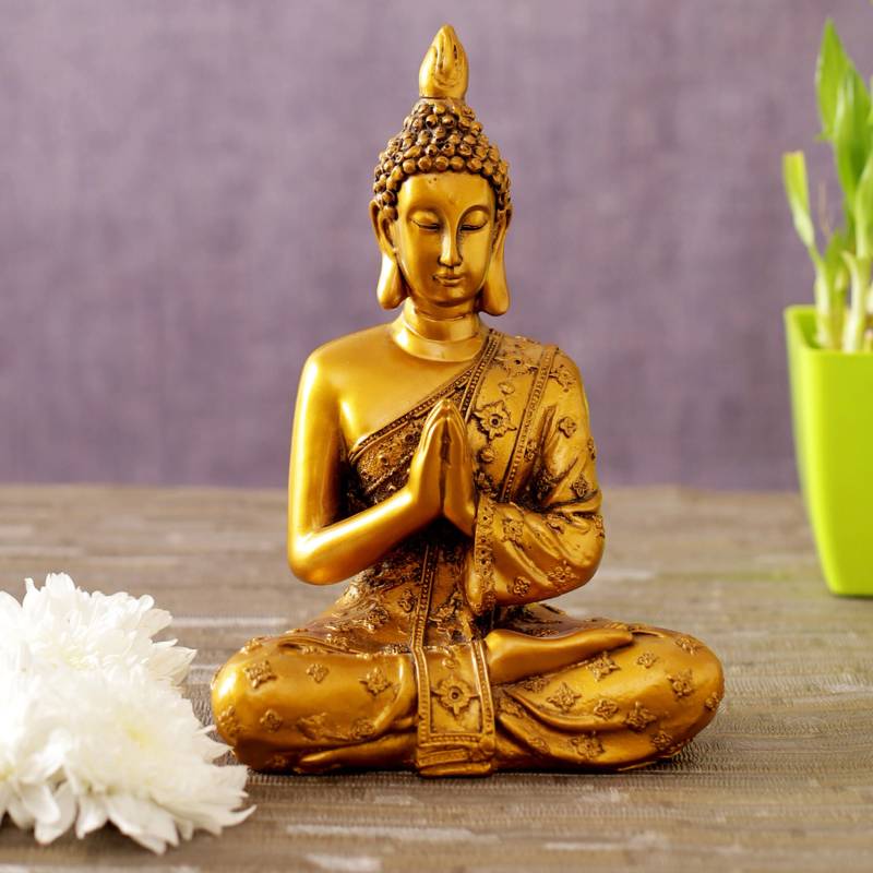 TIED RIBBONS Buddha Idol for Home Décor Buddha Statue for Home Decoration Decorative Showpiece  -  18.5 cm  (Polyresin