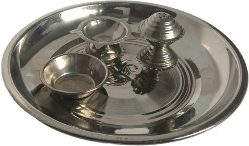 lootnixx Pure steel Special Puja Thali Steel  (Silver)