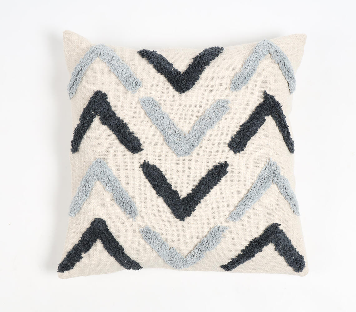 Arrow Tufted Grayscale Cotton Cushion Cover - Multicolor - VAQL101011111907