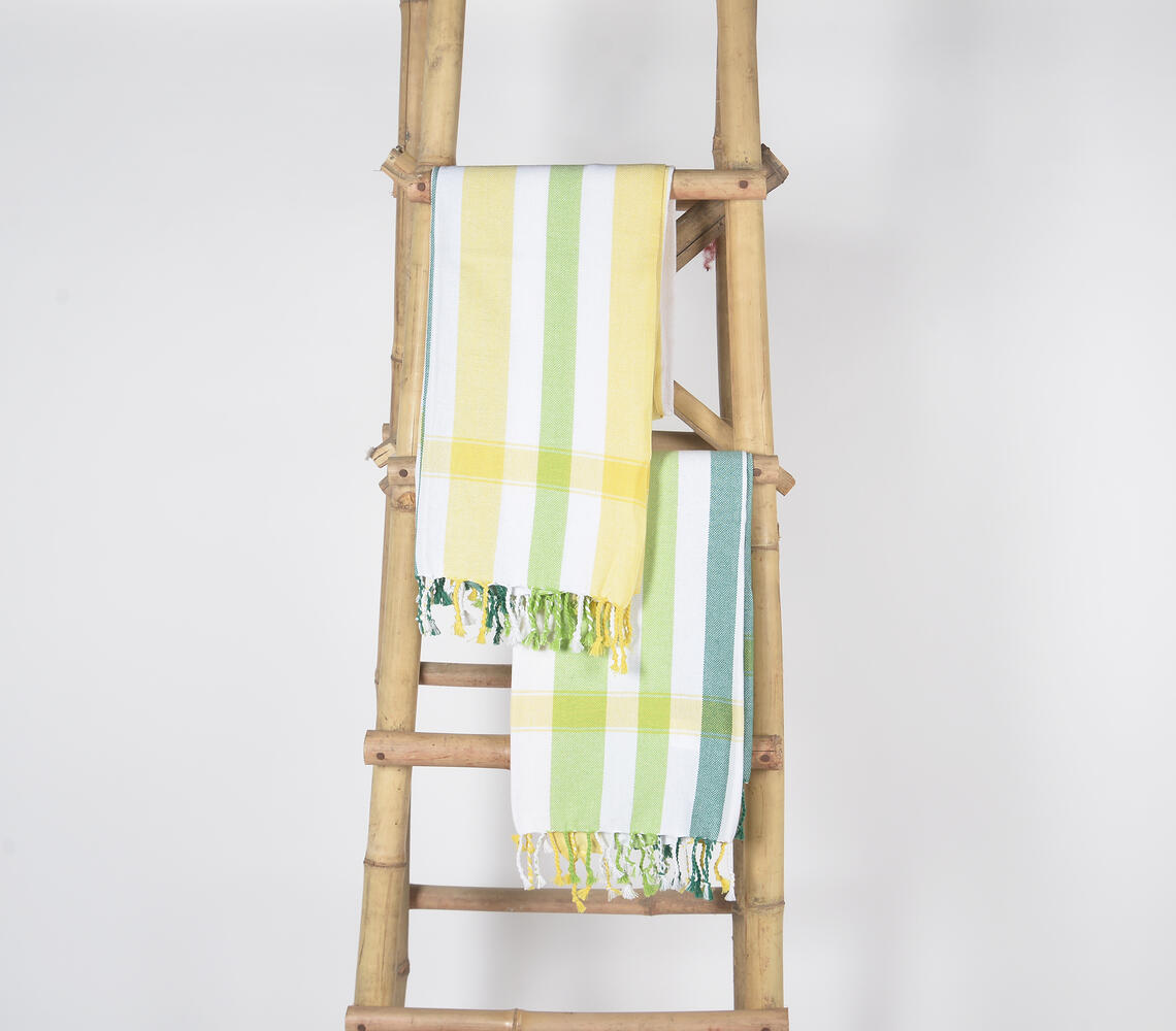 Handwoven Cotton Summer Striped Bath Towels (Set Of 2) - Multicolor - VAQL101011114713