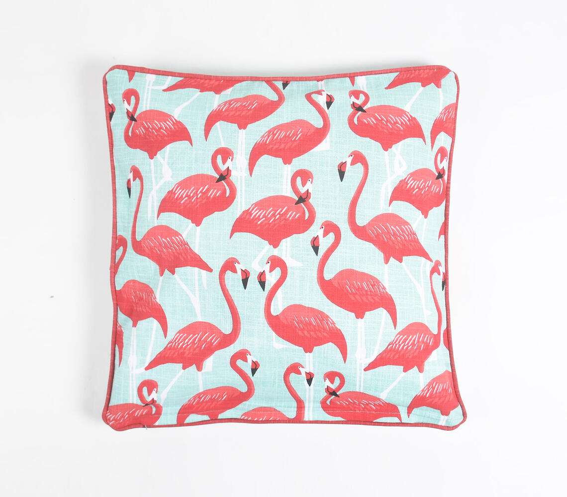 Screen Printed Flamingo Cushion Cover - Green - VAQL101011140042